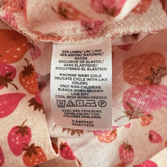 Ann Taylor Top M Berry Bunches Linen Blend Square Neck Smocked Flutter Sleeves - Picture 8 of 11